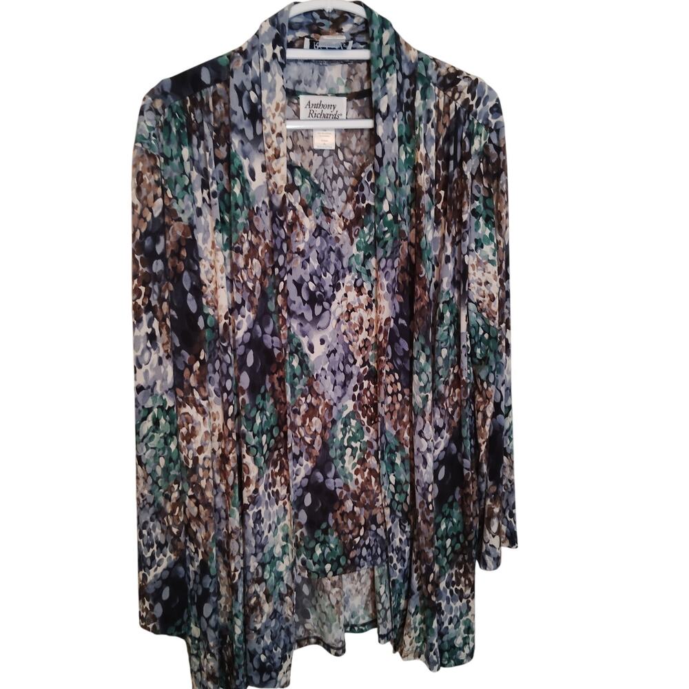 Anthony Richards Mosaic Abstract Twin Set Women’s XL Cardigan & Tank Estate